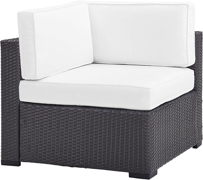 Crosley Furniture KO70126BR-WH Biscayne Outdoor Wicker Corner Chair, Brown with White Cushions | Amazon (US)