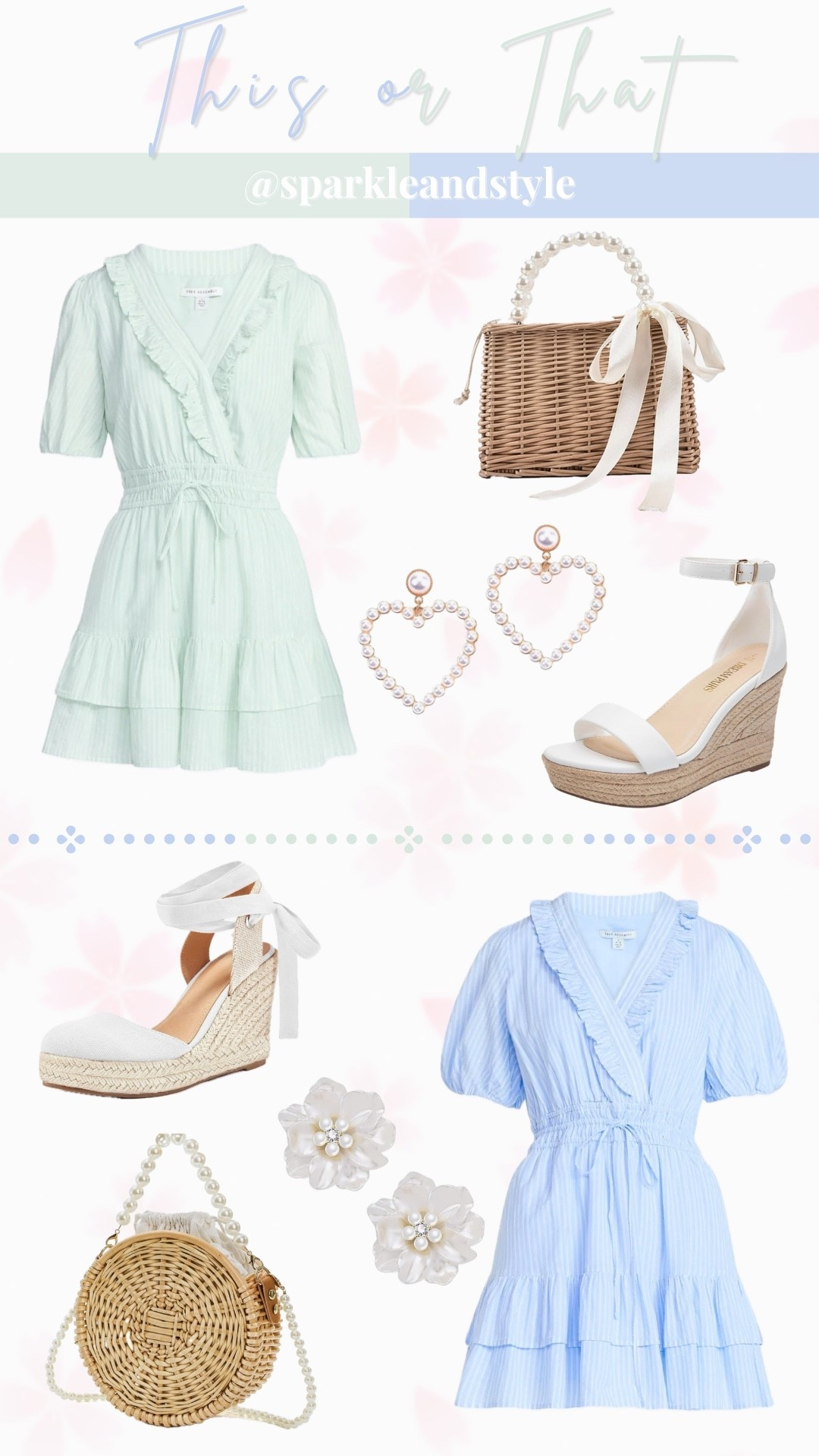 This Or That: Ruffle Puff Sleeve Dress

OBSESSED with these ruffle puff sleeve dresses from Walmart! They come in 2 gorgeous colors mint pistachio green and baby blue and they have a gorgeous pinstripe design! 💚💙

girly style, feminine style, girly fashion, feminine fashion, girly outfits, feminine outfits, spring outfits, spring styles, spring dresses, spring fashion, ruffle dresses, puff sleeve dress, espadrilles, espadrille wedges, pearl heart earrings, pearl flower earrings, rattan bag, rattan purse 

#LTKootd #LTKgrwm #LTKSeasonal