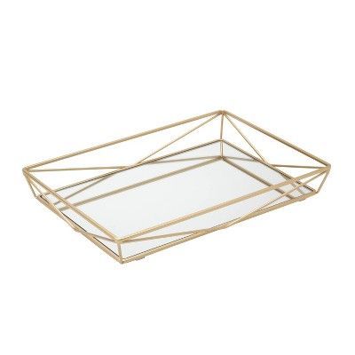 Large Geometric Mirrored Vanity Tray Gold - Home Details | Target