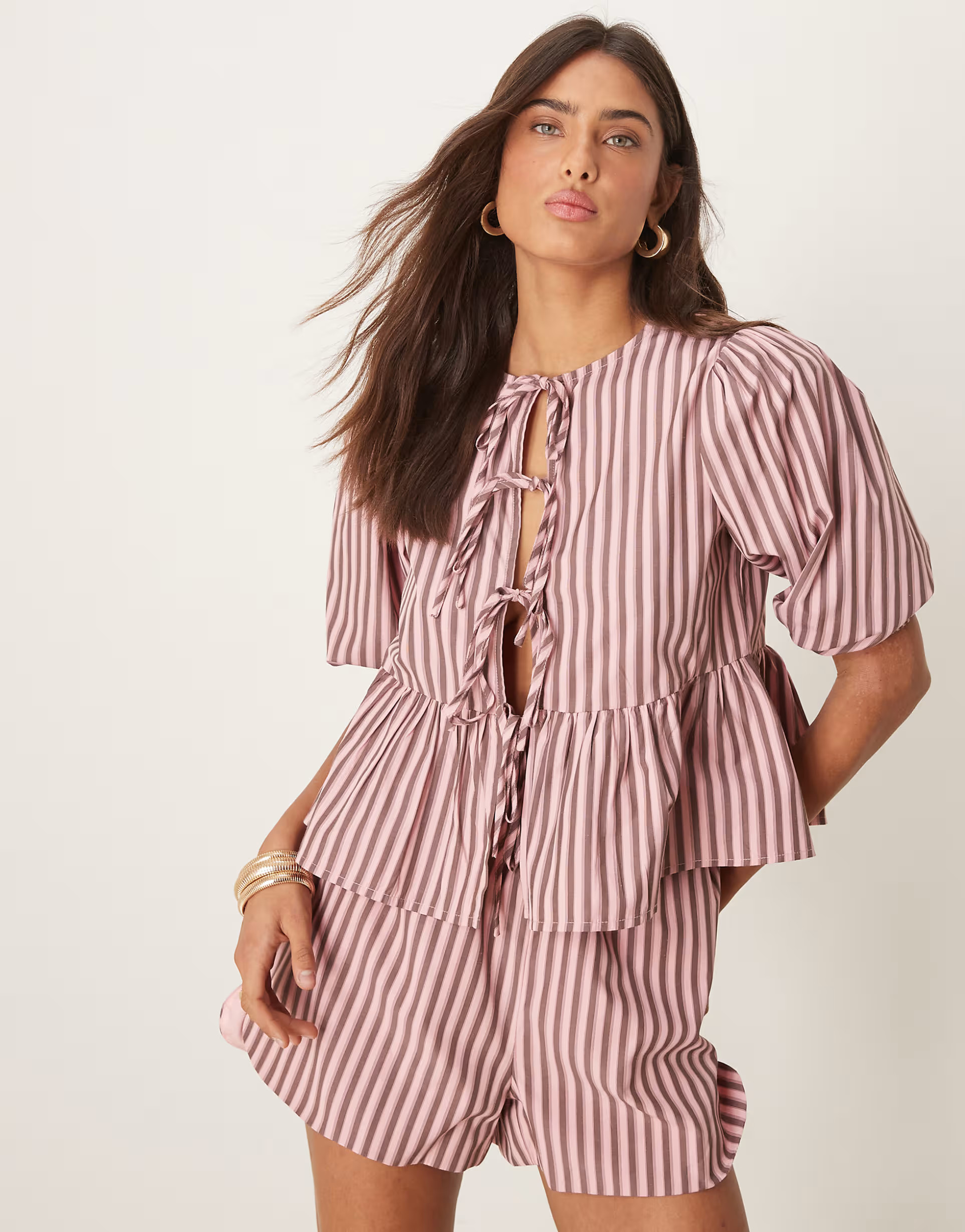Glamorous boxer style pull on short in pink stripe co-ord | ASOS (Global)
