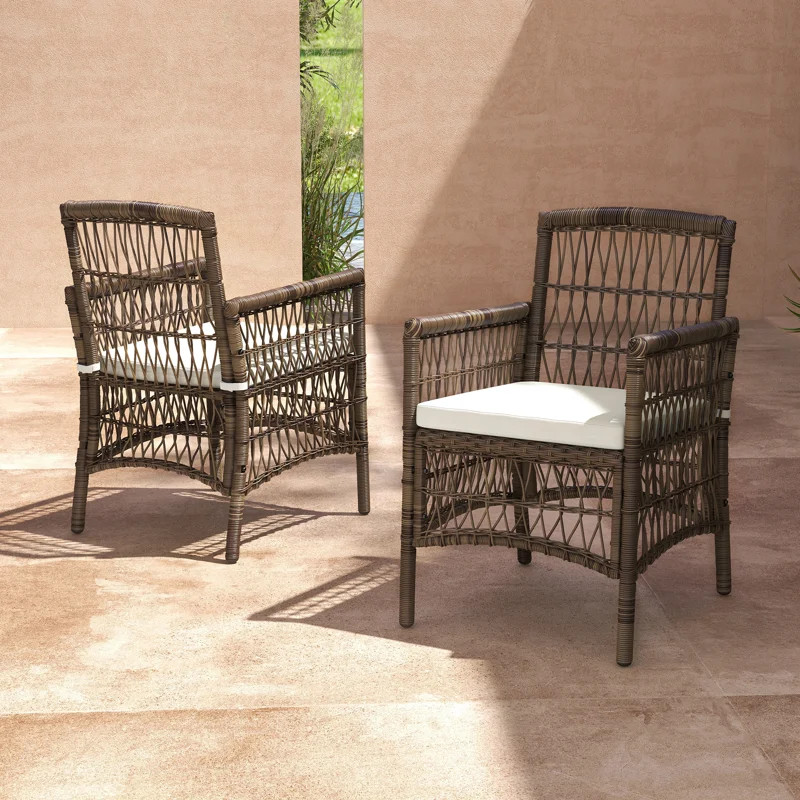 Arzoi Patio Dining Armchair with Cushion (Set of 2) | Wayfair North America