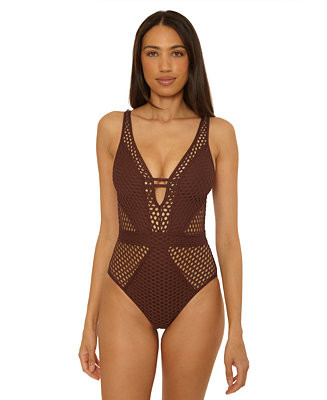 BeccaWomen's Castaway Fishnet One-Piece Swimsuit | Macy's