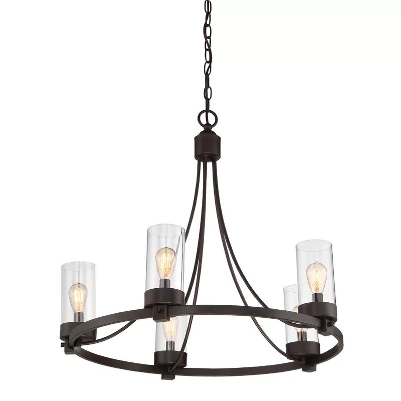 Janette 5-Light Shaded Wagon Wheel Chandelier | Wayfair North America