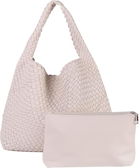 Women Vegan Leather Hand-Woven Tote Handbag Fashion Shoulder Top-handle Bag All-Match Underarm Ba... | Amazon (US)