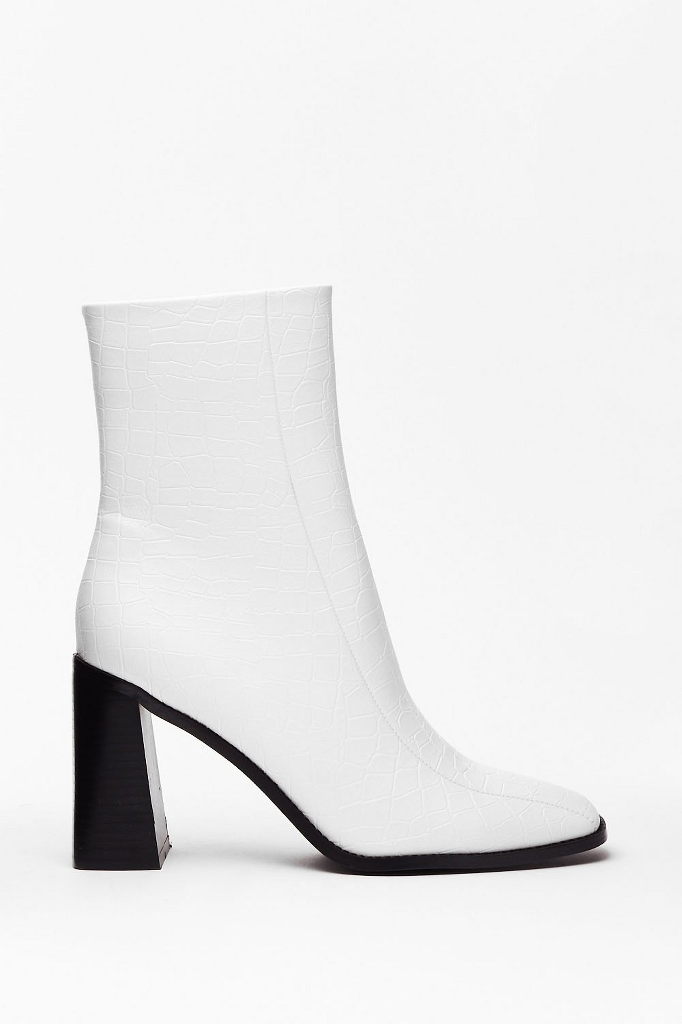 PU Croc Flare Heel Boots | NastyGal (US & CA)