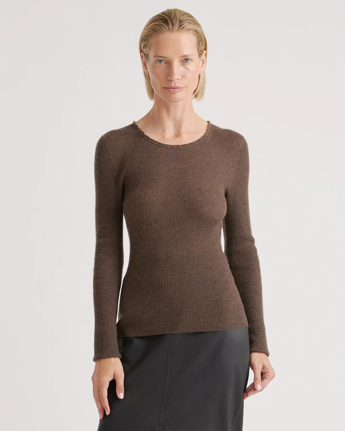 Featherweight Cashmere Ribbed Crewneck Sweater | Quince
