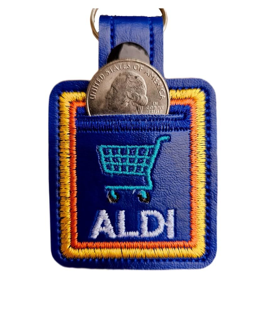 Shopping cart Aldi quarter holder keychain Quarter keeper Handmade Embroidered Aldi and cart. Hol... | Amazon (US)