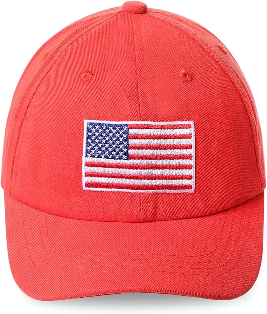ACTLATI Kids Baseball Cap American Flag Hat for Toddler Boys Girls Cute Embroidered Cotton USA Fl... | Amazon (US)