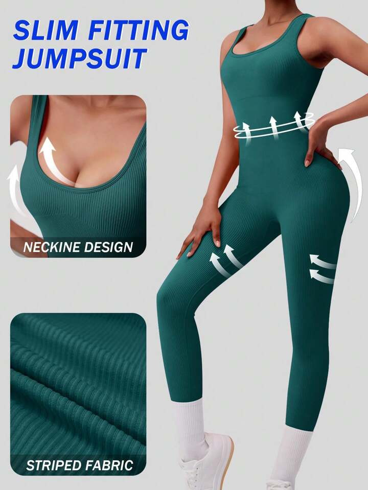 1 pieza Conjunto de fitness de yoga para mujeres compuesto por un mono sin costura con ajuste apr... | SHEIN