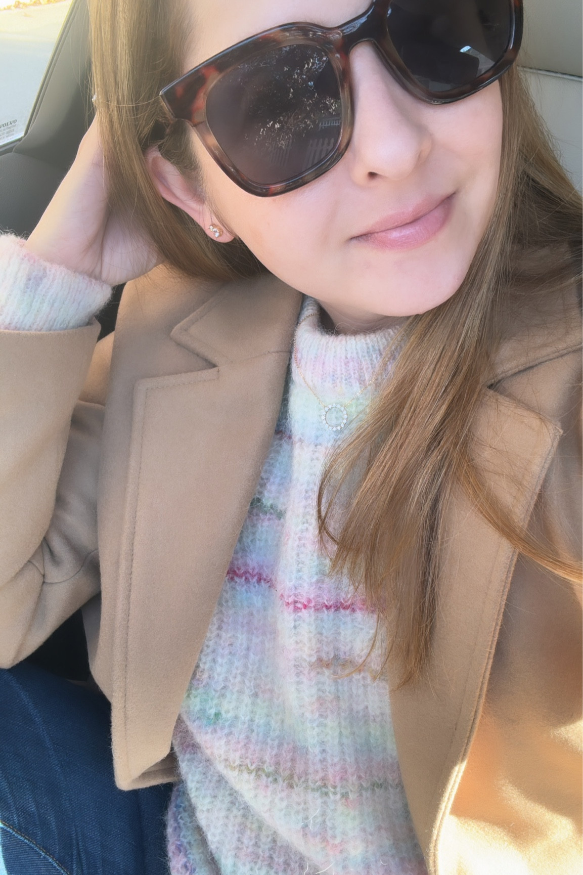 Outfit of the day- kilte sweater, lands’ end camel coat, Tuckernuck sunglasses 

#LTKSeasonal #LTKHoliday #LTKGiftGuide