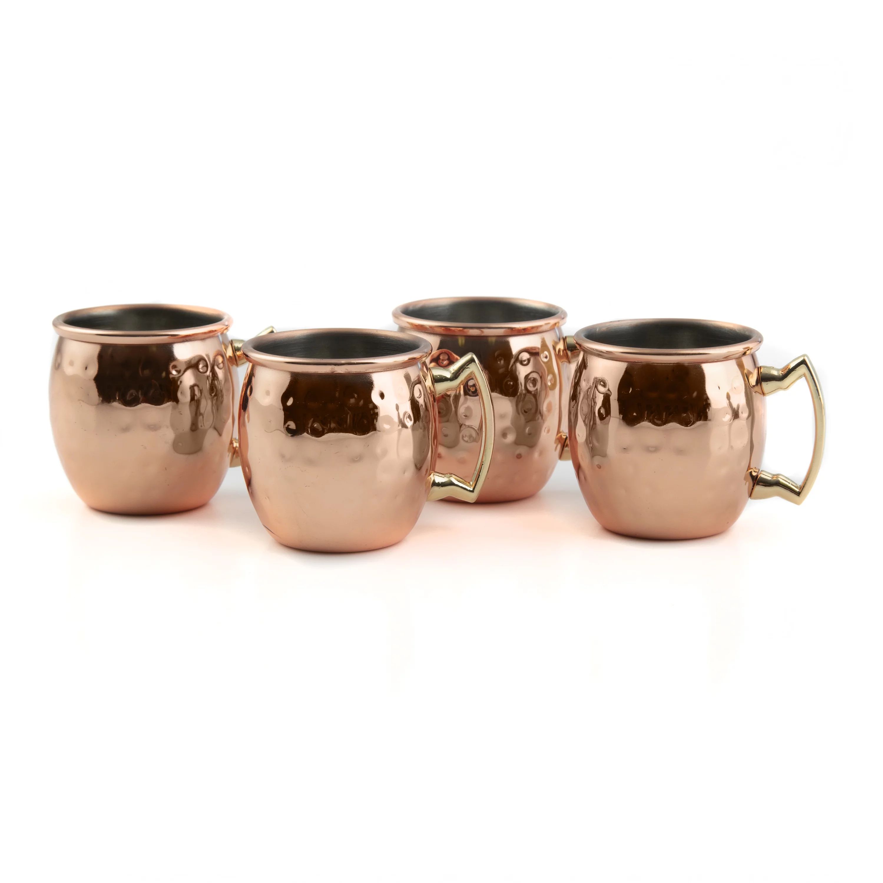 Bar340 by Cambridge Set of 4, 2.1-Ounce Copper Mini Moscow Mule Mug Shot Glasses | Walmart (US)