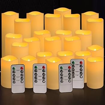 Set of 24 Waterproof Outdoor Flameless Candles, LED Candles with 4 Remote and Timer,(H 4" 5" 6" x... | Amazon (US)