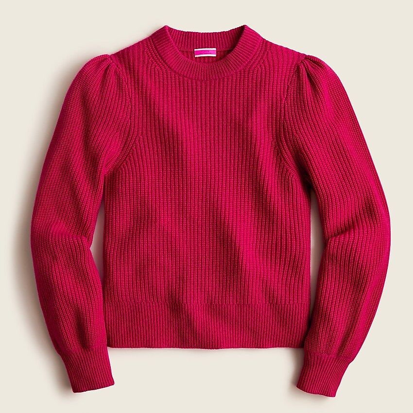 Cashmere puff-sleeve mockneck sweater | J.Crew US