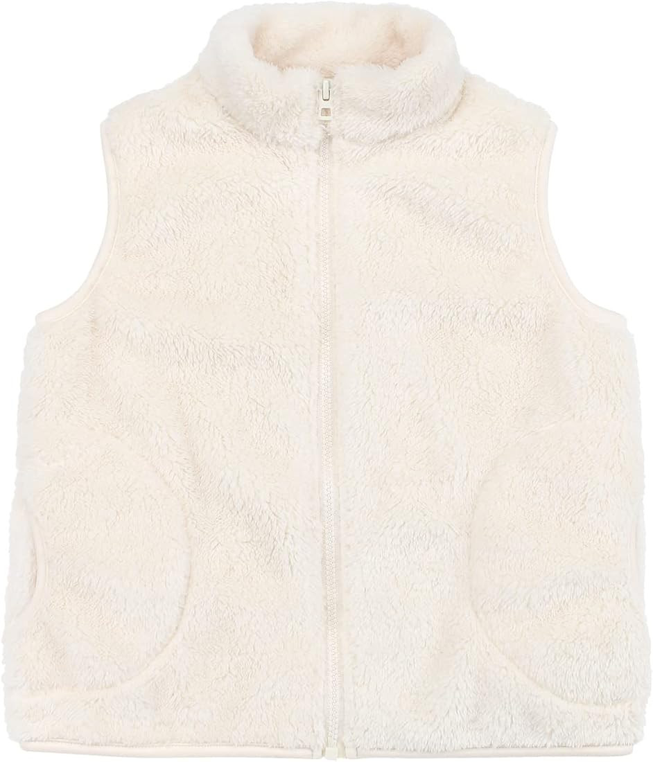 JESKIDS Girls' Sherpa Fleece Vest Outwear Lightweight Solid Color Cute Jacket with Pockets 2-11 Y... | Amazon (US)