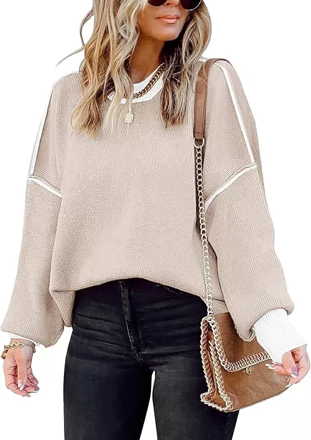 LILLUSORY Womens V Neck Collared Oversized Fall Sweater 2023 Sexy Long  Sleeve Knit Pullover Tunic Sweaters Top