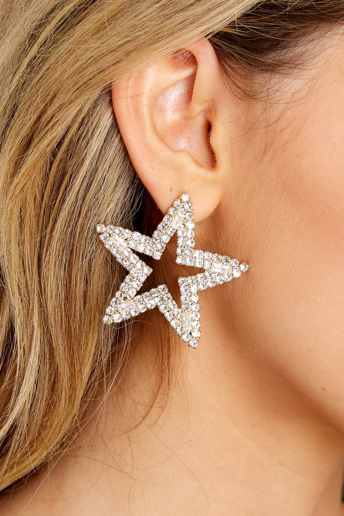 Oh My Stars Gold Earrings | Red Dress 
