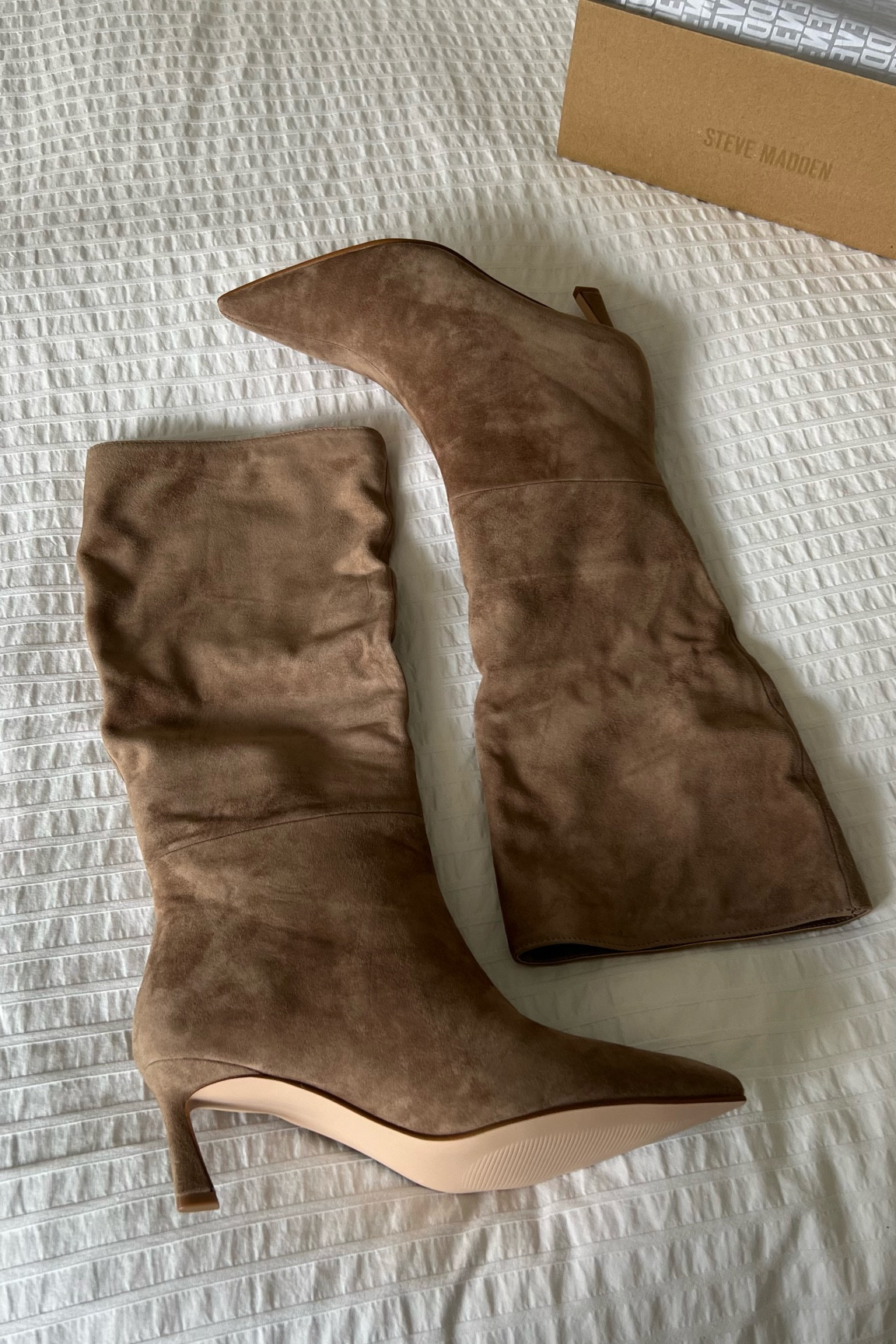 Brown suede fall boots, I ordered mine from Amazon and they came next day! They run TTS
