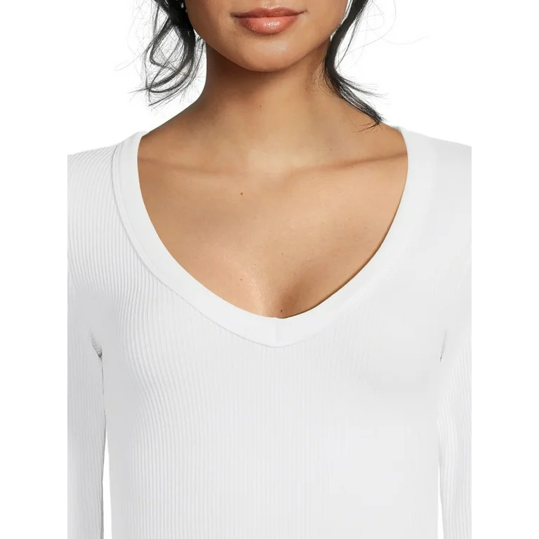 No Boundaries Juniors V-Neck Seamless Tee, Sizes XS-XXL - Walmart.com | Walmart (US)