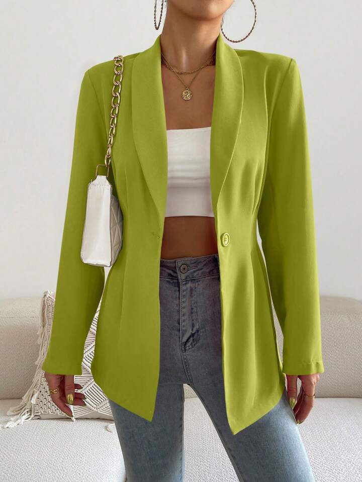 SHEIN Frenchy Shawl Collar Single Button Blazer | SHEIN