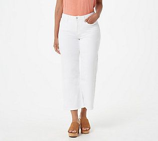 Jen7 by 7 for All Mankind Crop Wide Leg Jeans- White | QVC