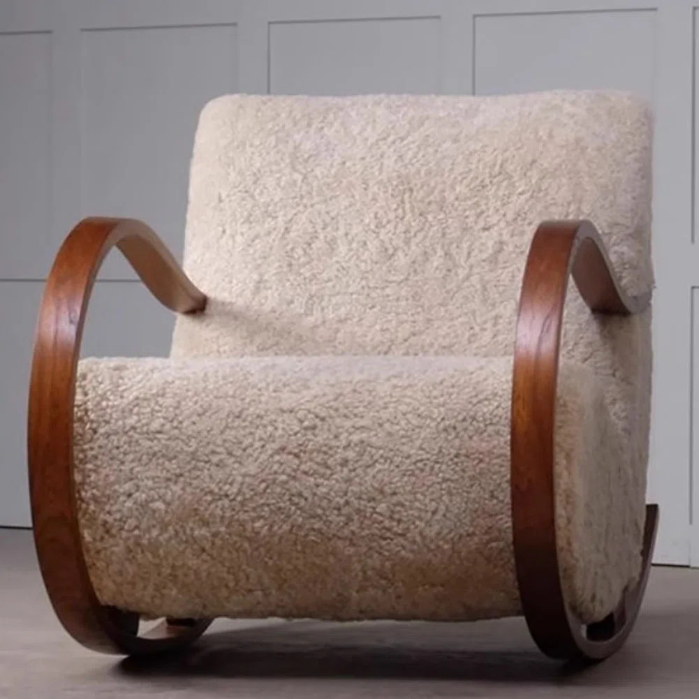 French Retro Solid Wood Rocking Chair Casual Solid Wood Rocking Chair | Wayfair North America