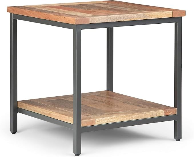 SIMPLIHOME Skyler SOLID MANGO WOOD and Metal 22 inch wide Square Modern Industrial End Side Table... | Amazon (US)