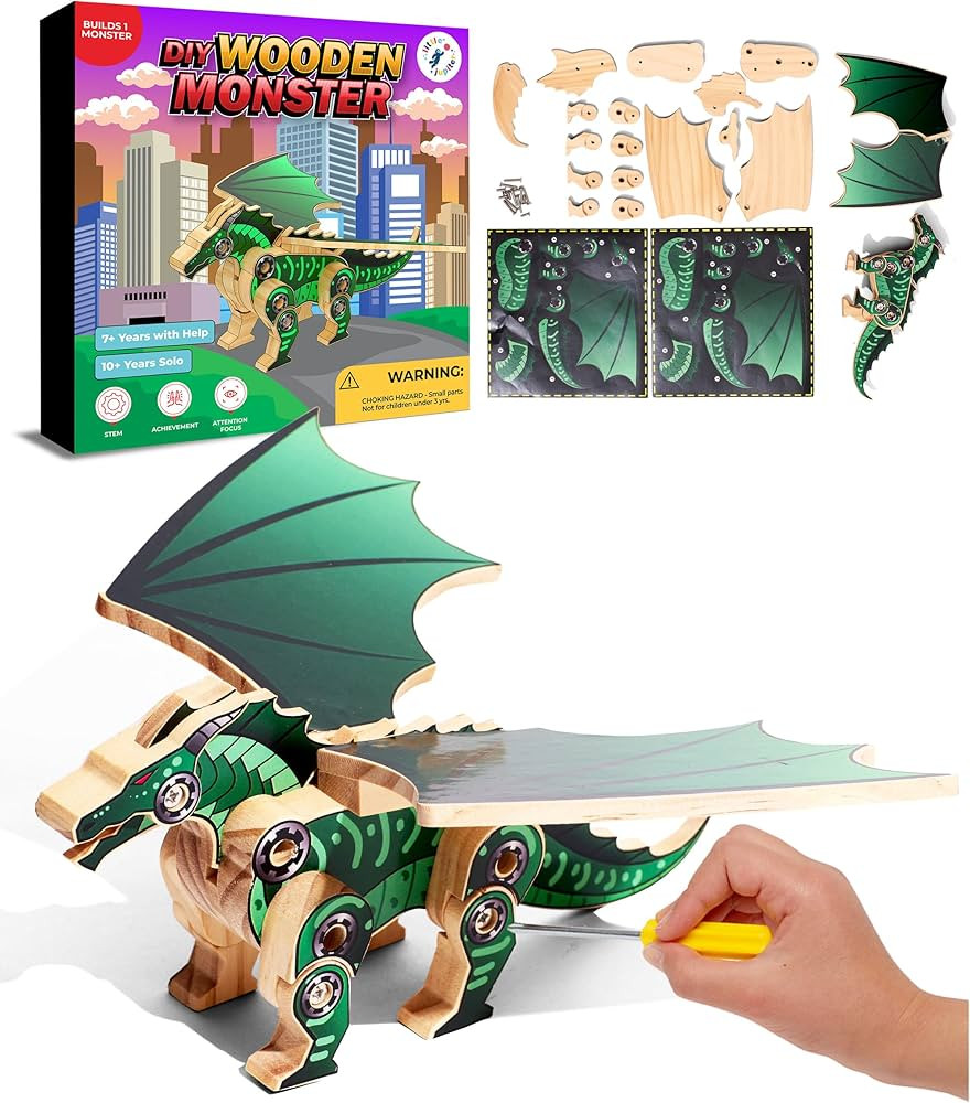 DIY Wooden Kit with Stickers - Monster Series - Japanese Monster for 7-12 Yrs - Woodworking Kits ... | Amazon (US)