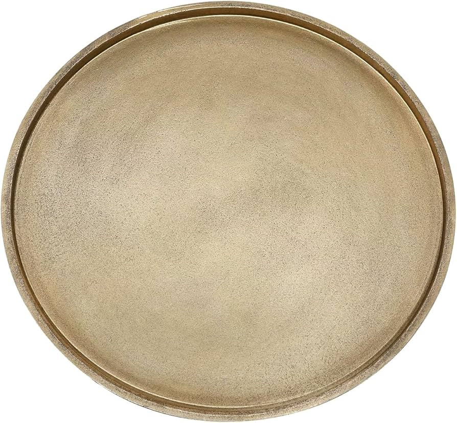 DN DECONATION Gold Tray, 14.76“ Decorative Trays for Coffee Table, Farmhouse Tray, Round Wooden... | Amazon (US)