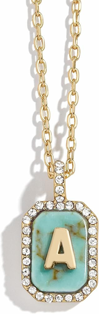 BaubleBar Gold-Plated Mother of Pearl Initial Necklace Letter Pendant Dog Tag Style | Amazon (US)