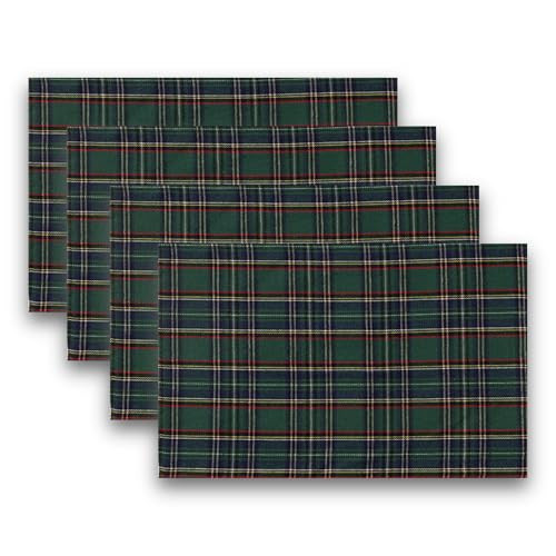 Christmas Plaid Placemats Set of 4, Green Blue Buffalo Checkered Tartan Winter Thanksgiving Xmas Table Mats for Dining Room Kitchen Table Decor | Amazon (US)