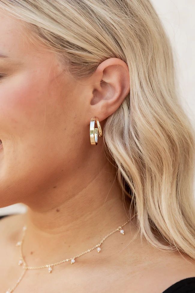 Sort It Out Gold Double Hoop Earrings | Pink Lily