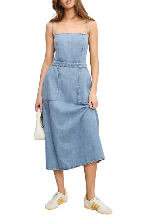 Good American Lite Denim Midi Dress in Indigo794 at Nordstrom, Size Medium | Nordstrom