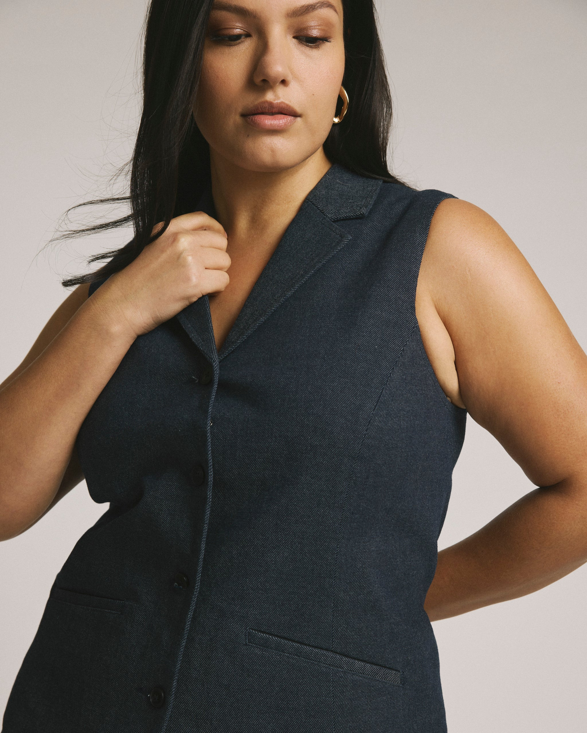 Edwin Denim Look VestDark Indigo$1884 interest-free payments of $47 with Affirm | Universal Standard