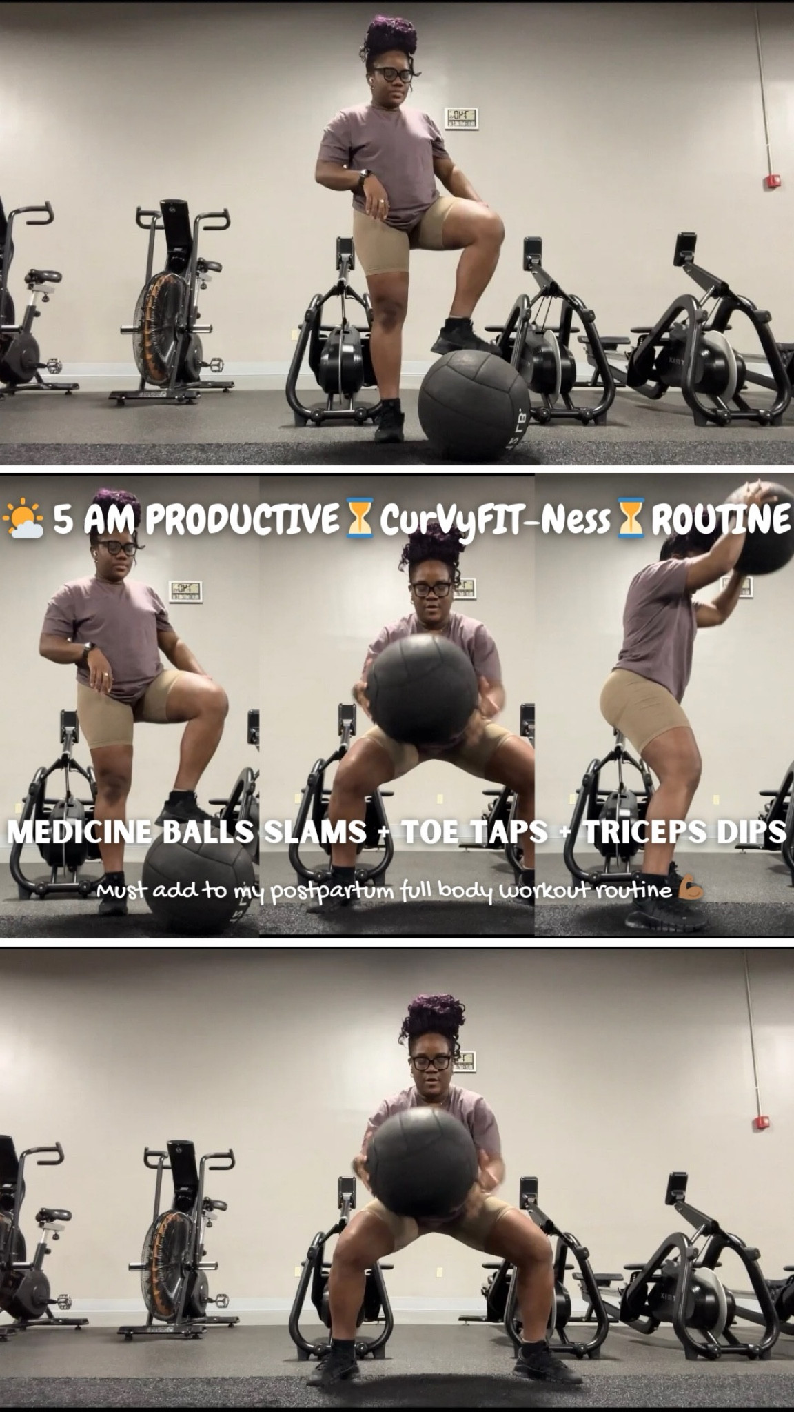 Medicine Balls Slams |  Triceps Dips | Must add to my postpartum full-body workout ♡

#LTKVideo #LTKFitness #LTKActive