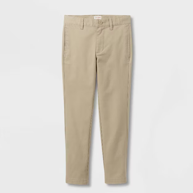 Boys' Straight Fit Uniform Chino Pants - Cat & Jack™ Dark Khaki | Target