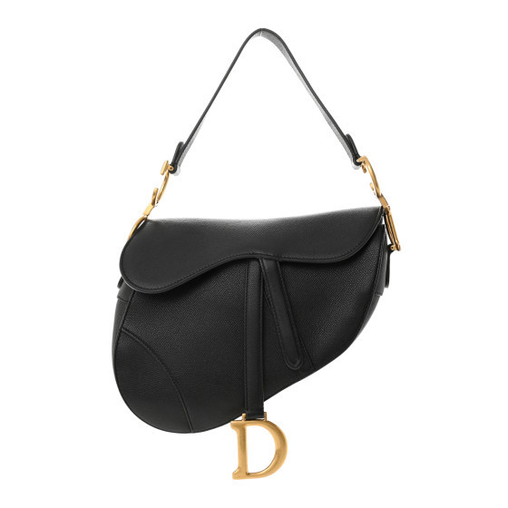 Grained Calfskin Saddle Bag Black | FASHIONPHILE (US)