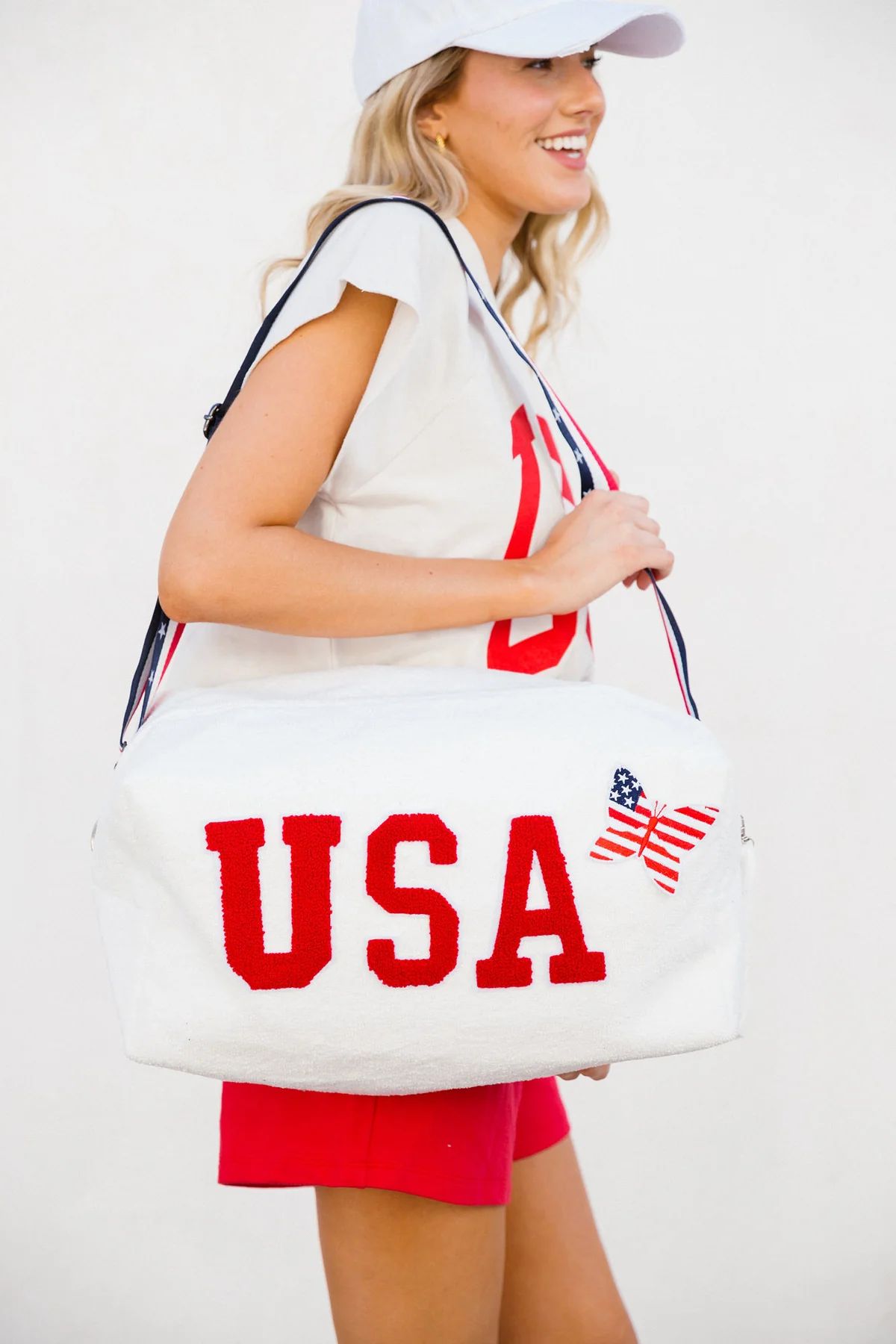 USA WHITE LARGE TERRY CLOTH BAG | Judith March