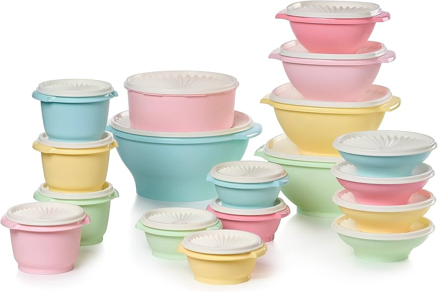 Tupperware Heritage Collection 36 Piece Food Storage Container Set in Vintage Colors- Dishwasher ... | Amazon (US)