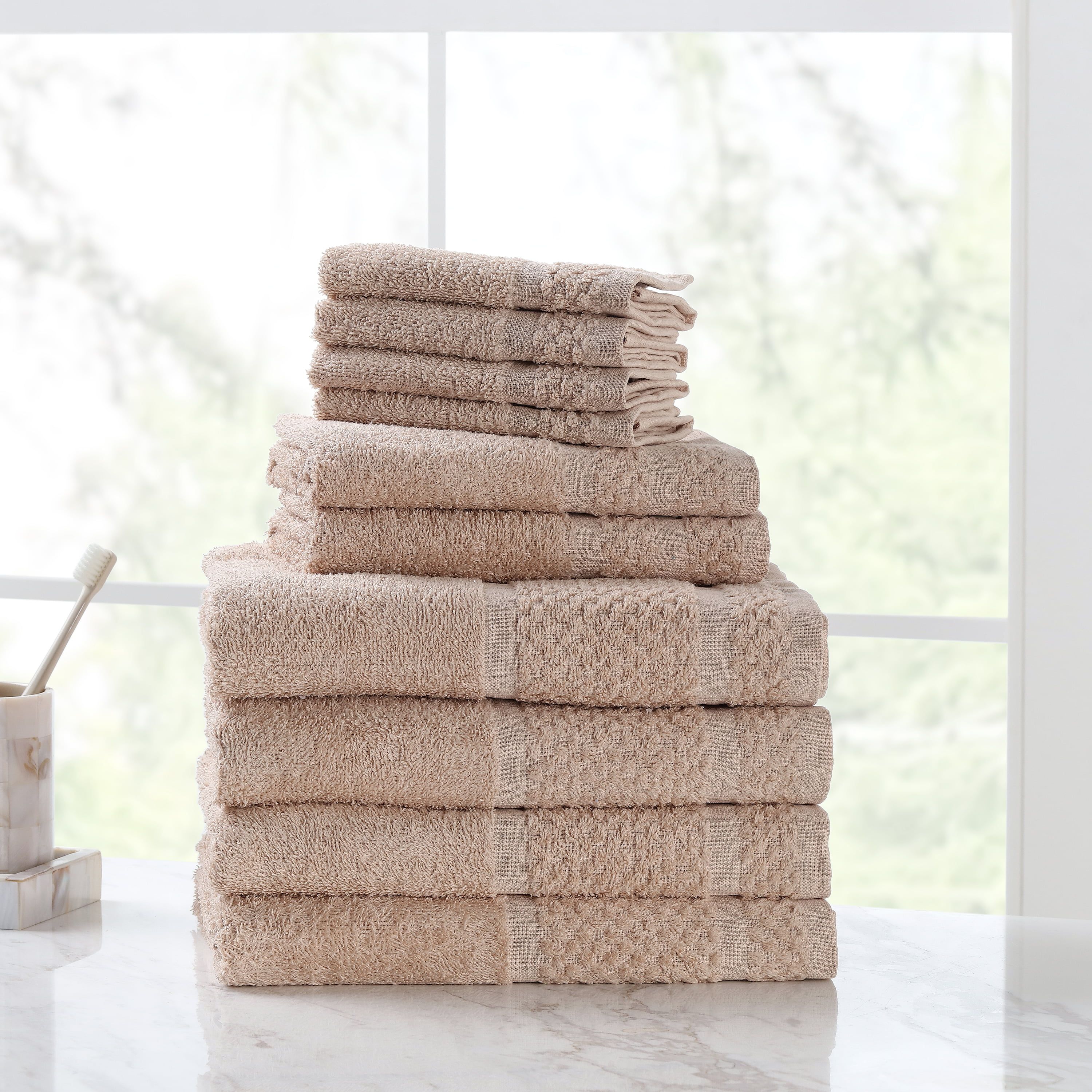 Mainstays Value 10-Piece Cotton Towel Set with Upgraded Softness & Durability, Vallejo Tan - Walm... | Walmart (US)