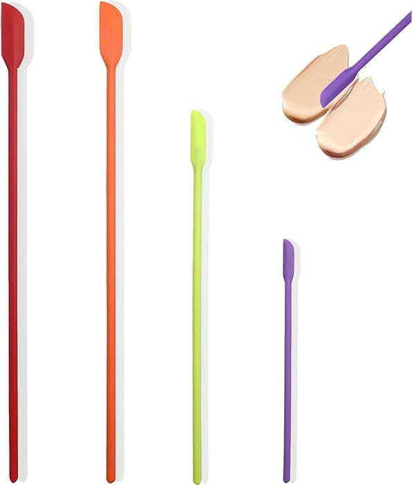 Beauty Spatula 4 PCS Makeup Spatula Mini Silicone for Cosmetics & Kitchen - 3 Sizes | Amazon (US)