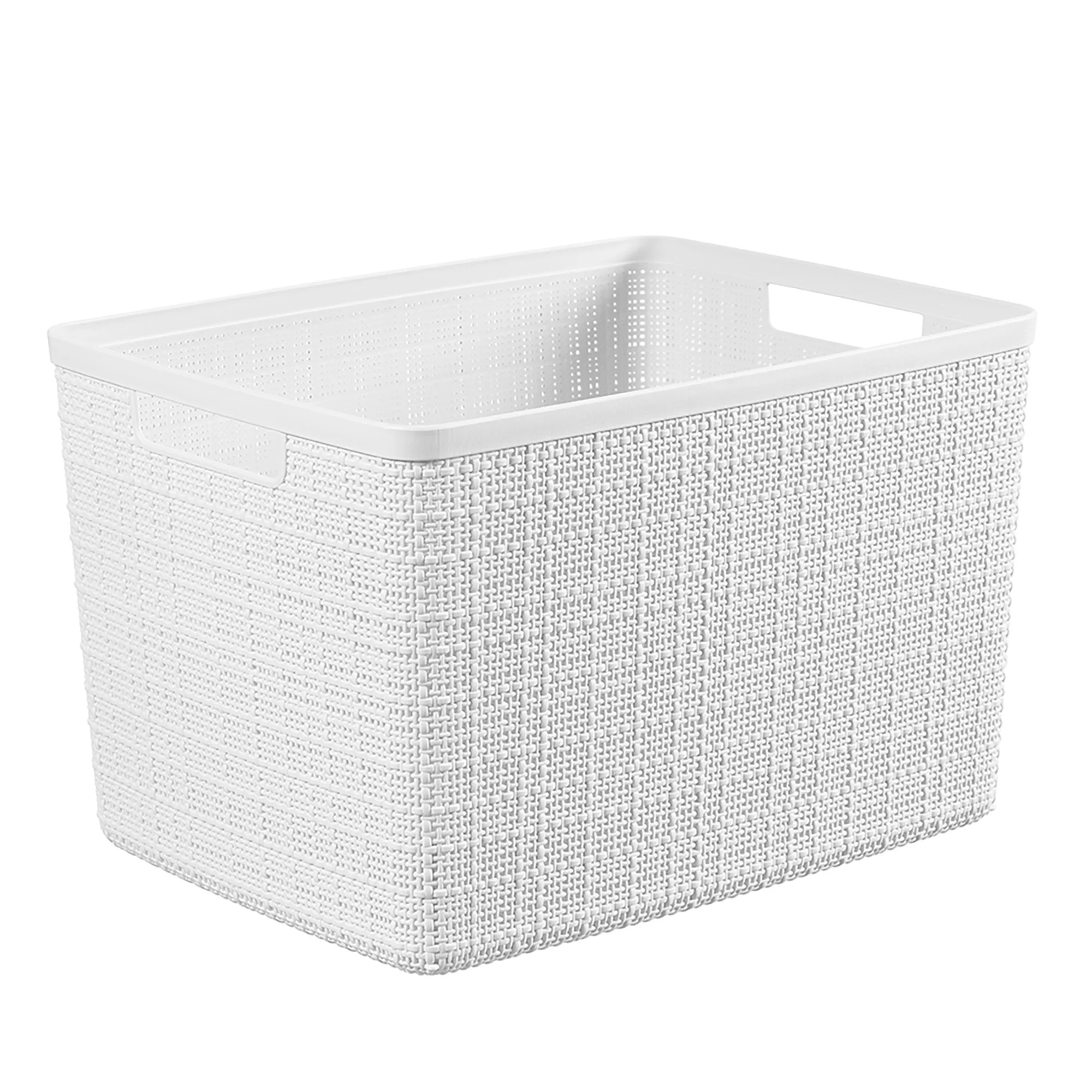 Curver Jute Basket Large, Resin Plastic Storage Bin, White, 4 Pack | Walmart (US)