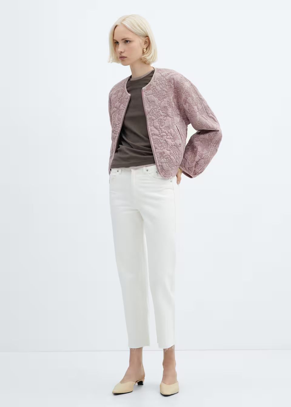 Floral embroidered jacket -  Women | Mango USA | MANGO (US)