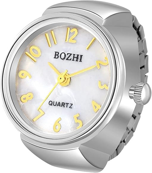 JewelryWe Men Women Finger Watch Stretchy Band Elastic Round Simple Dial Quartz Ring Watches | Amazon (US)