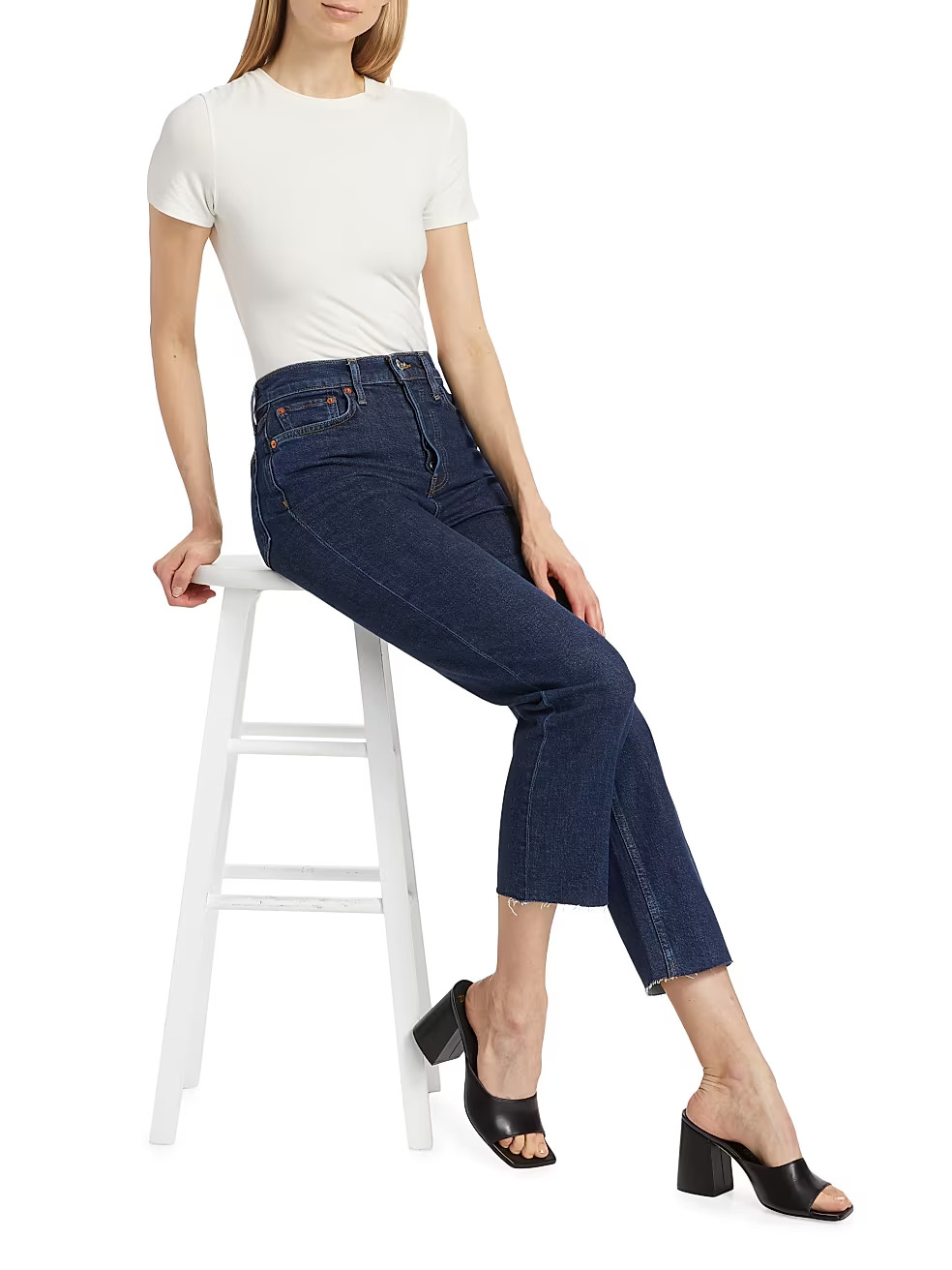 70s Stove Pipe High-Rise Crop Jeans | Saks Fifth Avenue
