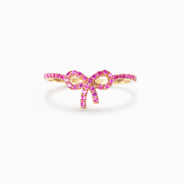 I Deserve All the Princess Treatment in the World Pink Pavé Bow Ring | Storyjewellery
