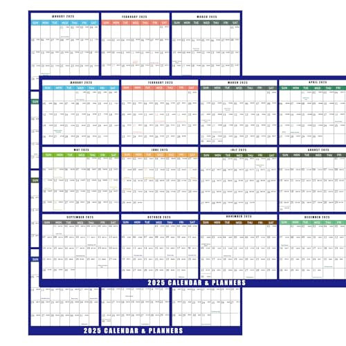 2025 Large Dry Erase Wall Calendar - Reusable 12-Month Planner with Color-Coded Months, 34.7" x 22.8", Includes 2 Erasable Pens and Double-Sided Adhesive Pad | Amazon (US)