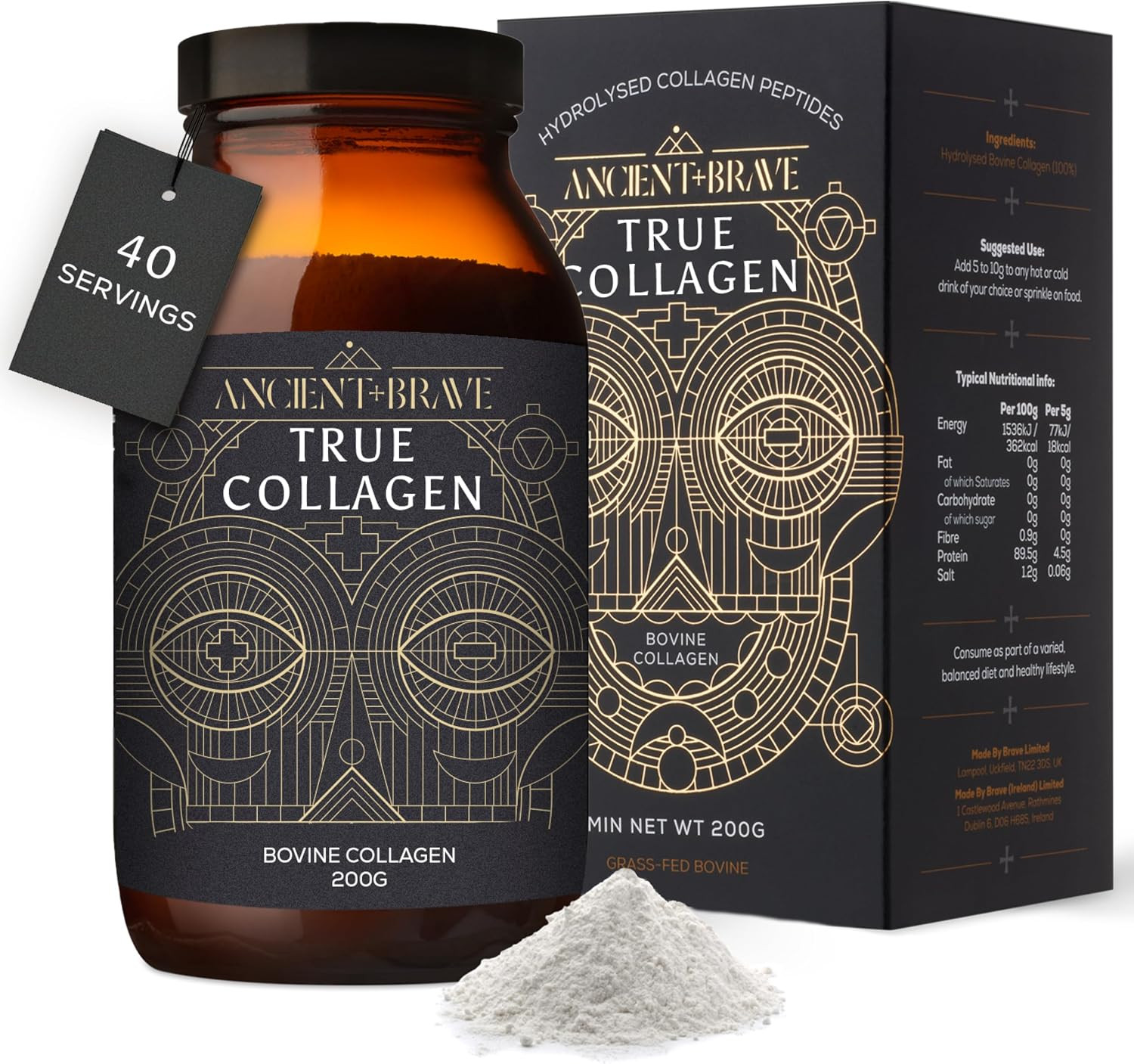 Ancient + Brave True Collagen Powder 200g | 40 Servings | Bovine Collagen | Amazon (UK)