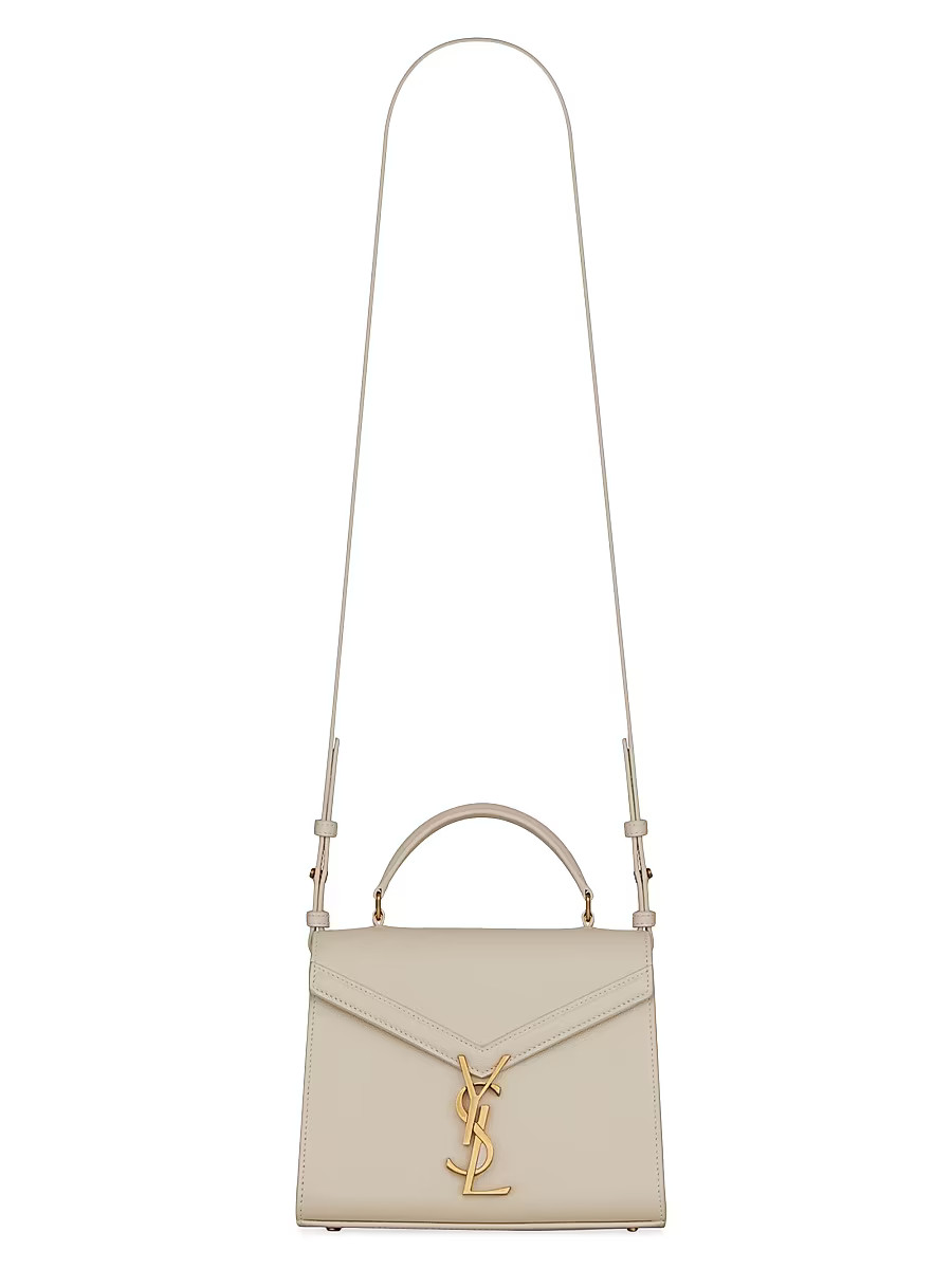 Women's Cassandra Mini Top Handle Bag in Grain De Poudre Embossed Leather - Crema Soft | Saks Fifth Avenue