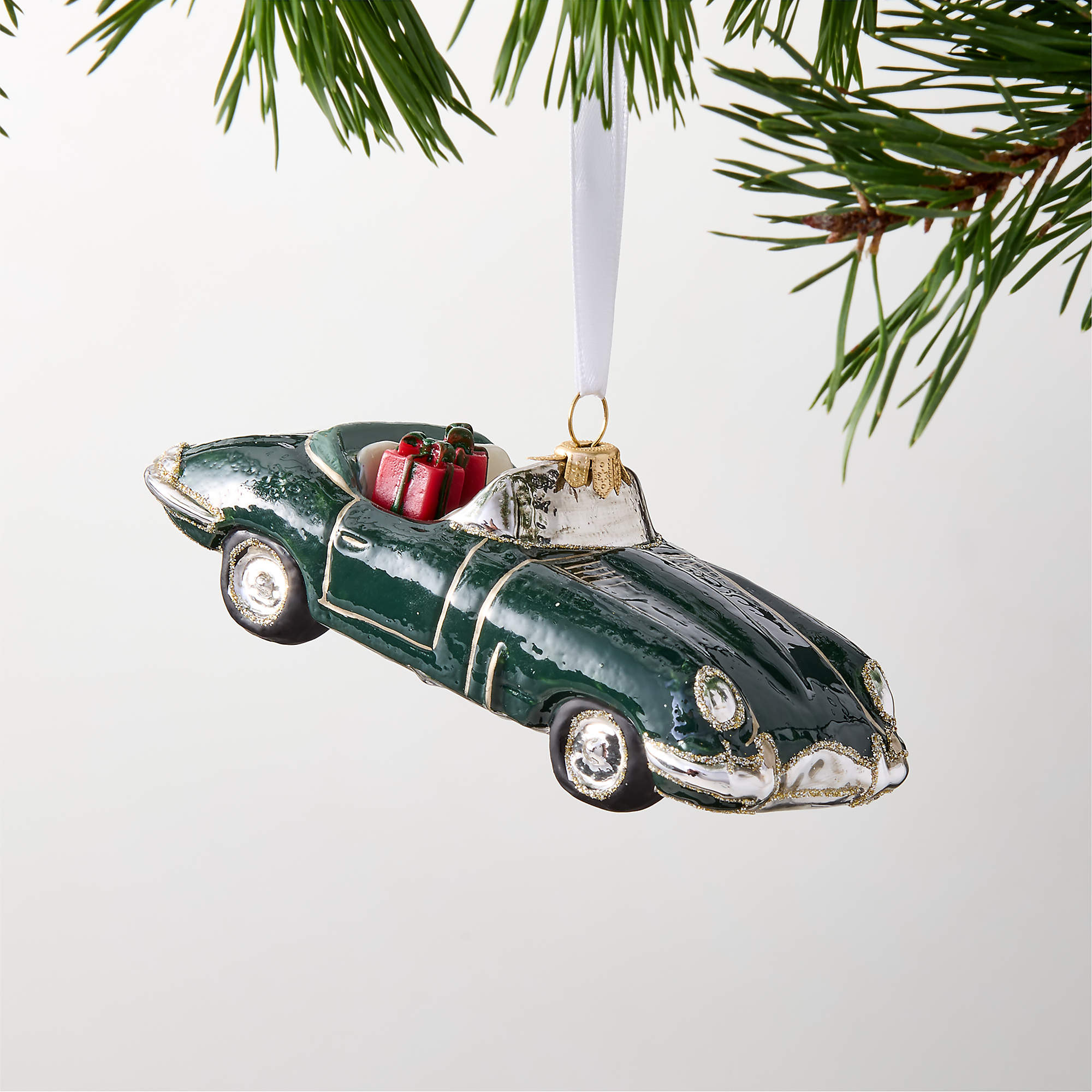 Monte Green Hand Painted Car Christmas Tree Ornament | CB2 | CB2