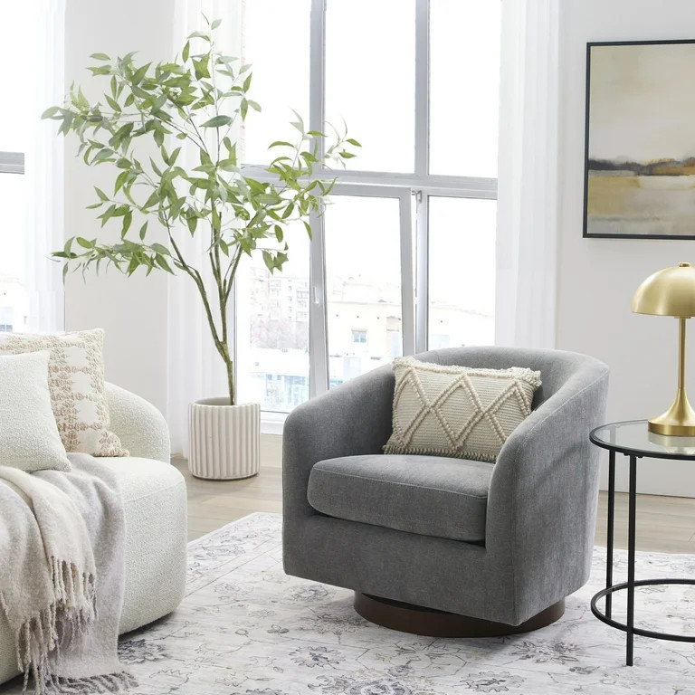 Better Homes & Gardens Bradford Wooden Base Modern Swivel Chair, Gray | Walmart (US)